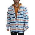 thumbnail image 1 of Wyobmus Men's Flannel Jacket With Hood Quilted Lined Plaid Cardigan Sweatshirt Button Down Zhipper Drawstring Hooded Jackets C-White, 1 of 1