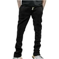 thumbnail image 1 of Wyobmus Men's Flared Sweatpants Loose Fit Y2K Drawstring Sport Pants Solid Color Casual Bell Bottom Jogger Pants A-Black, 1 of 4