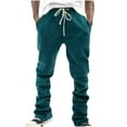 thumbnail image 1 of Wyobmus Men's Flared Sweatpants Loose Fit Y2K Drawstring Sport Pants Solid Color Casual Bell Bottom Jogger Pants B-Blue, 1 of 4