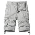 thumbnail image 1 of Wyobmus Men's Flax Casual Cargo Shorts Cotton Drawstring Stretch Summer Beach Shorts Lightweight Summer Outdoor Fishing Short With Multi Pockets A-Gray, 1 of 5