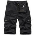 thumbnail image 1 of Wyobmus Men's Flax Casual Cargo Shorts Cotton Drawstring Stretch Summer Beach Shorts Lightweight Summer Outdoor Fishing Short With Multi Pockets D-Black, 1 of 3