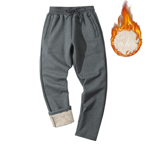 Wyobmus Men's Fleece Lined Dress Pants Winter Casual Business Affair Warm Suit Trousers Daily Elastic Waist Straight Leg Pants B-Dark Gray