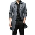 thumbnail image 1 of Wyobmus Men's Handsome Fashion Trench Coat Solid Color Button Pocket Overcoat Medium Long Sleeve Casual Windcoat Coat A-Gray, 1 of 3
