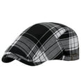 thumbnail image 1 of Wyobmus Men's Hat Newsboy Cap Plaid Flat Caps Soft Stretch Adjustable Driving Hunting Beret Hat B-Black, 1 of 3