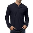 thumbnail image 1 of Wyobmus Men's Henley Shirts Casual Button Up Long Sleeve V-Neck Tee Lightweight Stretch T-Shirts Black, 1 of 5