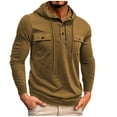 thumbnail image 1 of Wyobmus Men's Hooded Sweatshirts Fashion Solid Button Pullover Hoodies Workout Outdoor Sports Sweatshirt With Multi Pockets Coffee, 1 of 7