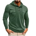 thumbnail image 1 of Wyobmus Men's Hooded Sweatshirts Fashion Solid Button Pullover Hoodies Workout Outdoor Sports Sweatshirt With Multi Pockets Green, 1 of 7