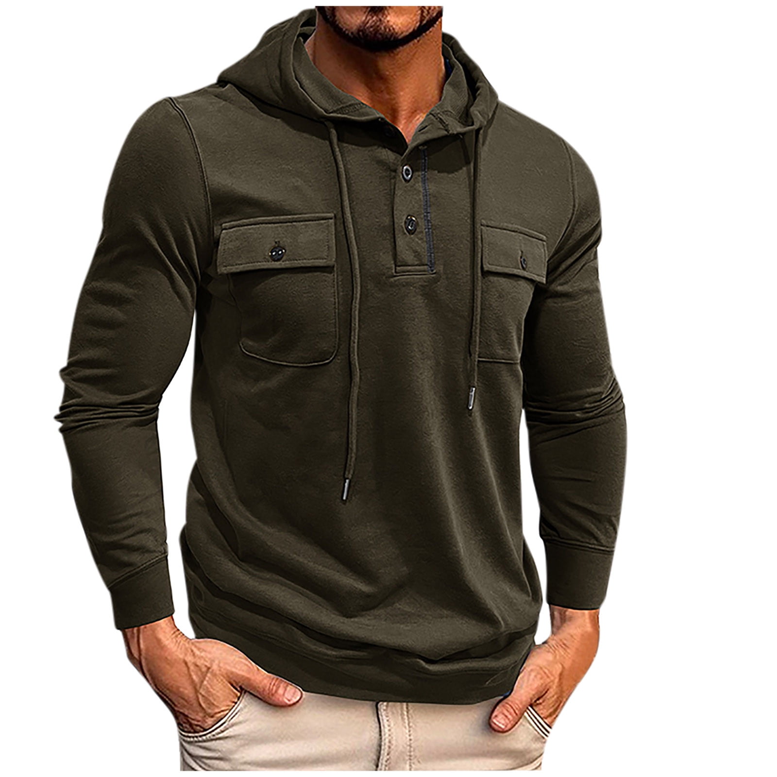 BADHUB Mens Waffle Tactical Hoodies Sweatshirts Outdoor 1/4 Zip