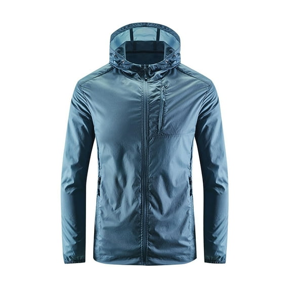 Wyobmus Men's Hooded Upf 50+ Sun Protection T Shirts Lightweight Long Sleeve Zip Up Fishing Shirts Outdoor Hiking Running Swimming Hoodies M-4X A-Navy