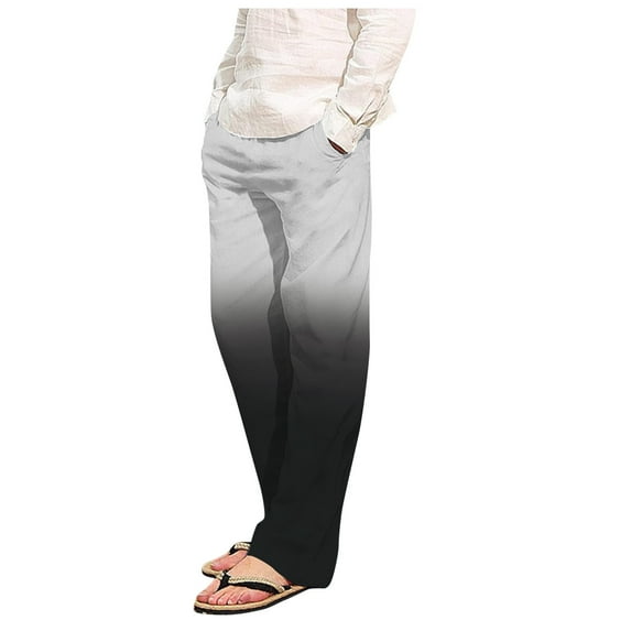 Wyobmus Men's Joggers Pants Casual Gradient Color Pajama Pants Loose Open Bottom Sport Workout Pants D-Gray