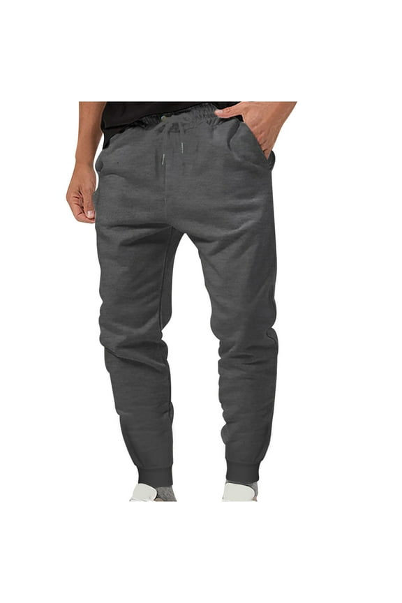 Men's Joggers Pants Slim Athletic Sweatpants Tapered Multi Pockets Workout Pant A-Dark Gray