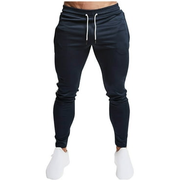 Wyobmus Men's Joggers Sweatpants Slim Jogger Pants Tapered Gym Running Multi Pockets Workout Pant B-Navy
