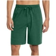 thumbnail image 1 of Wyobmus Men's Knee Length Shorts Solid Color Elastic Waist Button Casual Beach Shorts Summer Home Wear Shorts Green, 1 of 7
