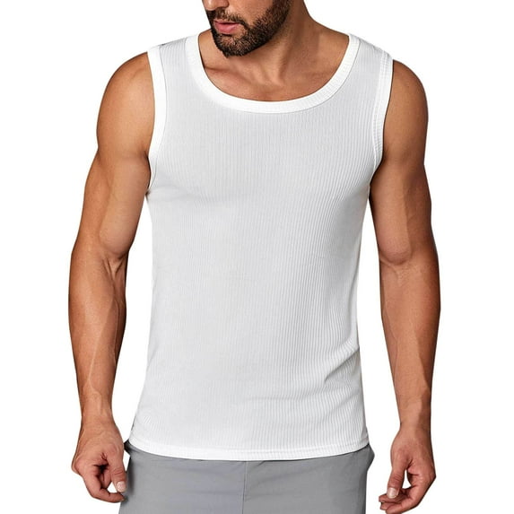 Wyobmus Men's Lightweight Tank Top Fitted Moisture Wicking Muscle Shirt Summer Sleeveless T Shirts Gym Workout Tanks M-3X A-White