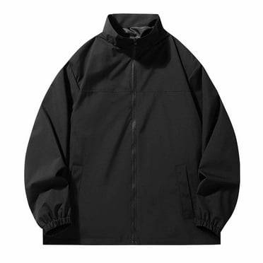 Wyobmus Men's Lightweight Windbreaker Jacket Waterproof Outdoor Jacket With Zipped Pockets for Mountain Hiking Activewear Black