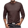 thumbnail image 1 of Wyobmus Men's Long Sleeve Cotton Lined Shirts Casual Fashion Tunic Pullover Lightweight Solid Color Round Collar Undershirt Dark Coffee, 1 of 4