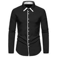 thumbnail image 1 of Wyobmus Men's Long Sleeve Dress Shirt Casual Color Block Button Down Shirts Business Regular Fit Turndown Collar Shirts Black, 1 of 1