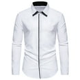 thumbnail image 1 of Wyobmus Men's Long Sleeve Dress Shirt Casual Color Block Button Down Shirts Business Regular Fit Turndown Collar Shirts White, 1 of 1