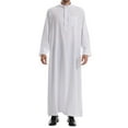 thumbnail image 1 of Wyobmus Men's Muslim Robe Middle Stand Collar Robe Long Style Long Sleeve Pullover Long Shirt Fashion Casual Robe White, 1 of 9