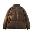 thumbnail image 1 of Wyobmus Men's Oversized Padded Jacket Fashion Solid Color Stand Collar Warm Bread Coat Long Sleeves Hoodless Zipper Casual Coat Coffee, 1 of 4