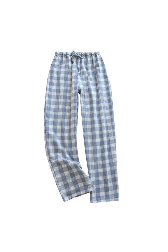 Men's Pajama Pants Flannel Plaid Pajama Pants Sleep & Lounge Pj Bottoms Sleepwear Pants With Drawstring Pockets Blue