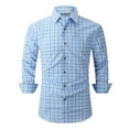 thumbnail image 1 of Wyobmus Men's Plaid Button Down Shirts Casual Plain Work Shirt Long Sleeve Dress Shirts Business formal T-Shirts D-Light Blue, 1 of 1
