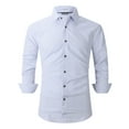 thumbnail image 1 of Wyobmus Men's Plaid Button Down Shirts Casual Plain Work Shirt Long Sleeve Dress Shirts Business formal T-Shirts F-White, 1 of 1