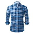 thumbnail image 1 of Wyobmus Men's Plaid Button Down Shirts Casual Plain Work Shirt Long Sleeve Dress Shirts Business formal T-Shirts Q-Blue, 1 of 1