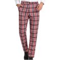 thumbnail image 1 of Wyobmus Men's Plaid Dress Pants Plus Size Tapered Suit Trouser Loose Flat Front Elastic Waistband Suit Pants for Office Business F-Watermelon Red, 1 of 7