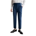 thumbnail image 1 of Wyobmus Men's Plus Size Dress Pants Solid Color Regular Fit Elastic Waist Business Suit Pants Blue, 1 of 4
