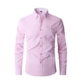 thumbnail image 1 of Wyobmus Men's Plus Size Dress Shirt Plain Long Sleeve Contrast Collar Business Shirt Loose Fit Button Down Affairs Tops with Pocket L-5XL Pink, 1 of 8