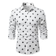 thumbnail image 1 of Wyobmus Men's Polka Dots Shirt Button Down Tshirt Flip Collar Long Sleeves Business Affairs Tops B-Black, 1 of 8