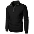 thumbnail image 1 of Wyobmus Men's Quarter Zip Shirt Casual Solid Stand Collar Pullover Long Sleeve Sweater Top Black, 1 of 9