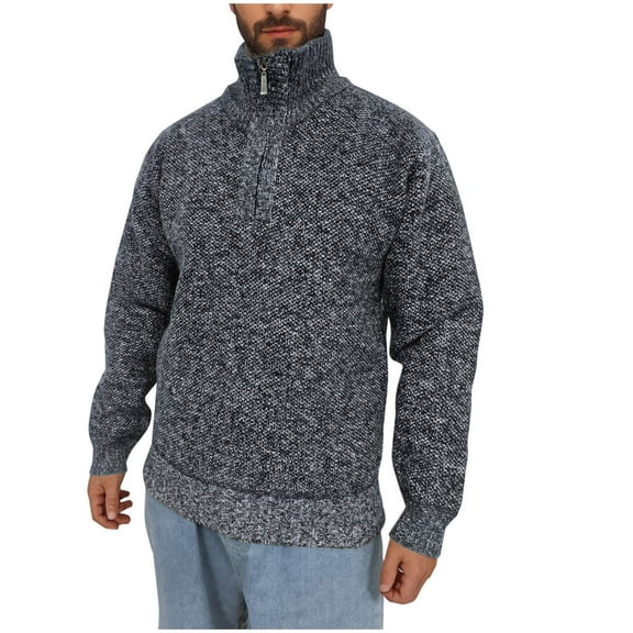 Wyobmus Men's Quarter Zip Shirt Thick Zipper Stand Collar Long Sleeve Pullover Sweater Top Dark Gray