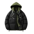 thumbnail image 1 of Wyobmus Men's Quilted Jackets Winter Heavyweight Hooded Puffer Jacket Solid Zipper Coat Casual Oversized Padded Jacket Black, 1 of 6