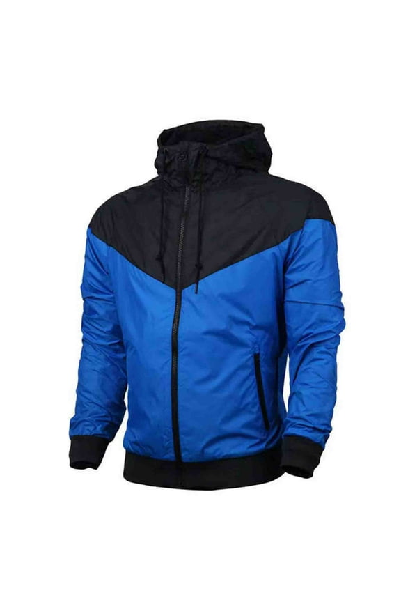 Men's Rain Suit Waterproof Rain Jacket Breathable Lightweight Windproof Jacket With Hooded for Jogger Blue