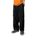 thumbnail image 1 of Wyobmus Men's Regular Fit Cargo Jeans Elastic Waist 4 Pockets Straight Leg Pants Summer Outdoor Functional Work Pants B-Black, 1 of 8