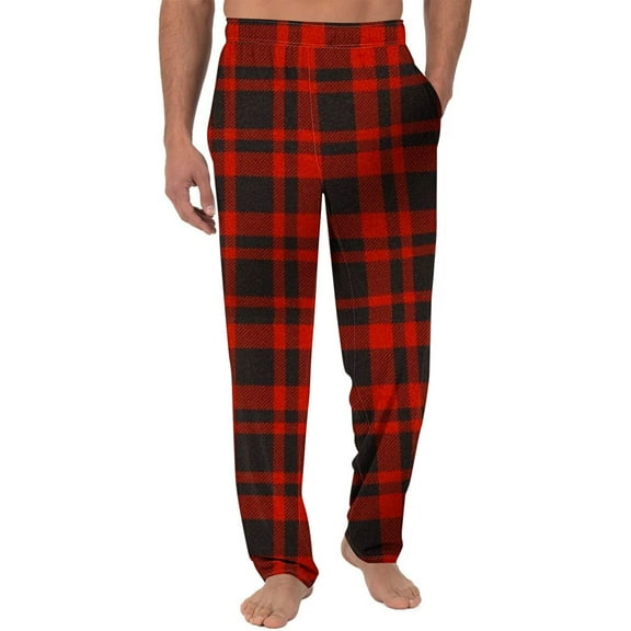 Wyobmus Men's Regular Fit Pajama Pants Lightweight Flannel Plaid Pajama Pants Loungewear Sleepwear Bottom Pants With Pocket Drawstring C-Multicolor
