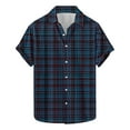 thumbnail image 1 of Wyobmus Men's Regular Fit Shirt Checkered Shirt Casual Button Down Short Sleeve Turndown Collar Blouse Size S-3XL A-Dark Blue, 1 of 5