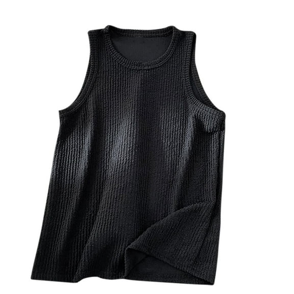 Wyobmus Men's Ribbed Tank Tops Cotton Knit Sleeveless Workout T Shirt Loose Fit Muscle Gym Fitness Tees M-3X Black