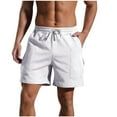 thumbnail image 1 of Wyobmus Men's Running Gym Shorts With Pockets Lightweight Cotton Quick Dry Elastic Waist Drawstring Basketball Shorts C-White, 1 of 7