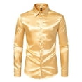 thumbnail image 1 of Wyobmus Men's Satin Dress Shirt Shiny Silk Long Sleeve Button Down Shirts Fancy Party Prom Shirt Slim Fit Casual Shirt Gold, 1 of 7