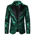 thumbnail image 1 of Wyobmus Men's Sequin Blazer Sparkly Glitter Jacket Shiny Floral One Button Suit Jacket Stylish Party Wedding Banquet Prom B-Green, 1 of 4
