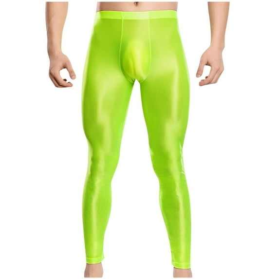 Wyobmus Men's Shapewear Yoga Pants Solid Color Silky High Elastic Mid-Rise Skinny Fit Pants Quick Drying Yoga Compression Pants Green