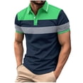 thumbnail image 1 of Wyobmus Men's Shirts Casual Short Sleeve Button Down Shirts Striped Crochet Classic Collared Shirts E-Green, 1 of 5