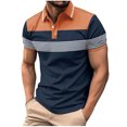 thumbnail image 1 of Wyobmus Men's Shirts Casual Short Sleeve Button Down Shirts Striped Crochet Classic Collared Shirts E-Orange, 1 of 5