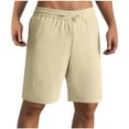thumbnail image 1 of Wyobmus Men's Shorts Casual Polyester Drawstring Elastic Waist Lightweight Stretch Summer Beach Shorts Loose Fit Beige, 1 of 5