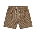 thumbnail image 1 of Wyobmus Men's Shorts Casual Striped Cotton Drawstring Elastic Waist Lightweight Summer Beach Shorts Loose Fit A-Khaki, 1 of 7