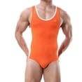 thumbnail image 1 of Wyobmus Men's Sleeveless Bodysuit Color Blocked One Piece Swimsuit Breathable High Stretch Athletic Jumpsuit Romper Orange, 1 of 8