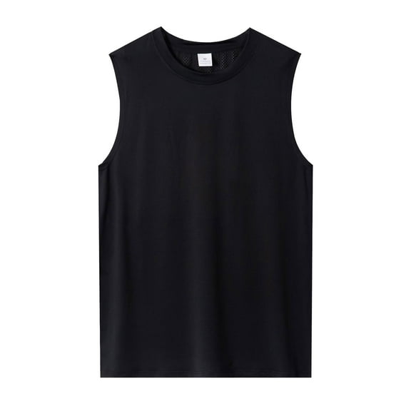 Wyobmus Men's Sleeveless Muscle Shirts Quick Dry Undershirt Vest Loose Lightweight Round Neck Gym Workout T Shirt Black